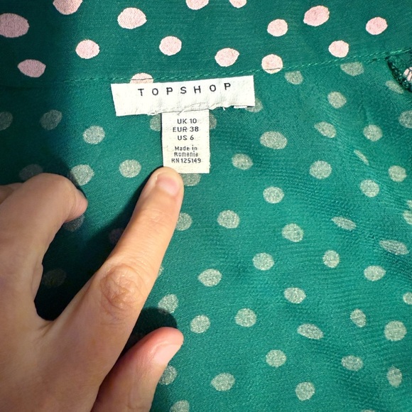 Topshop Green Blazer with Pink Polka Dots - Picture 5 of 5